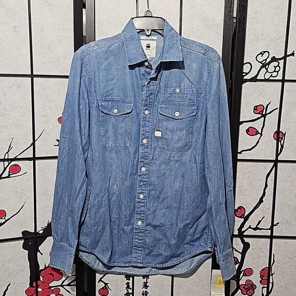 G-Star Raw Blue Button Shirt Size Small New